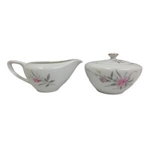Vintage Golden Rose Fine China Made In Japan Creamer Sugar Bowl w Lid